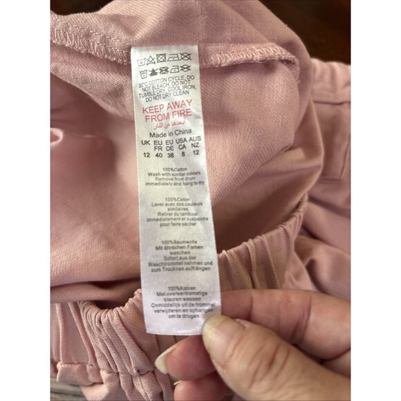 PrettyLittleThing Jogger Pants Women 8 Pink Cargo Highrise Elastic Waist Pull on - Picture 9 of 9